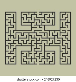 Vector illustration of maze / labyrinth. Isolated on green background, eps 8.