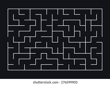 Vector illustration of maze / labyrinth. Isolated on black background, eps 8.
