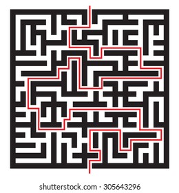 Vector illustration of maze / labyrinth. Isolated on white background