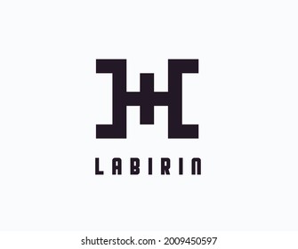 Vector illustration of maze logo graphics. h letter logo minimalist monoline logo