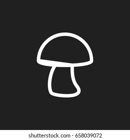 Vector Illustration Of Meal Symbol On Mushroom Outline. Premium Quality Isolated Champignon Element In Trendy Flat Style.