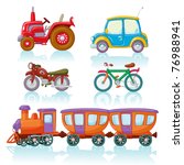 Vector illustration, means of conveyance, cartoon concept, white background, similar images in portfolio.