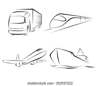 Vector illustration of a  means of transportation set