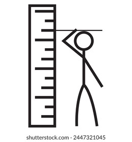 Vector illustration of measure height icon in dark color and transparent background(png).