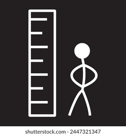 Vector illustration of measure height icon in dark color and transparent background(png).