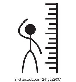 Vector illustration of measure height icon in dark color and transparent background(png).