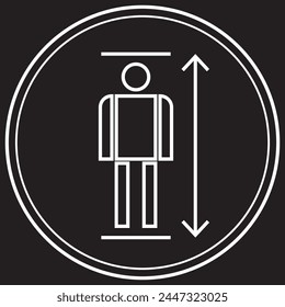 Vector illustration of measure height icon in dark color and transparent background(png).