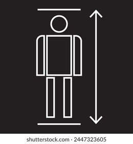Vector illustration of measure height icon in dark color and transparent background(png).