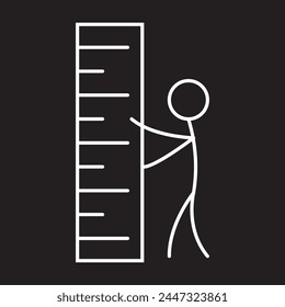 Vector illustration of measure height icon in dark color and transparent background(png).