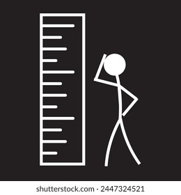 Vector illustration of measure height icon in dark color and transparent background(png).