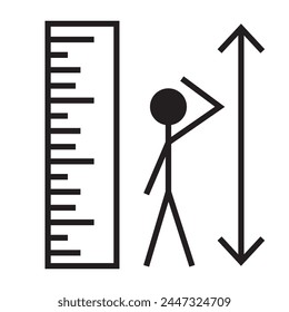 Vector illustration of measure height icon in dark color and transparent background(png).