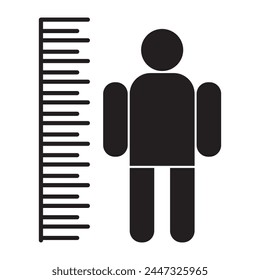 Vektorillustration des Symbols Höhe messen in dunkler Farbe und transparentem Hintergrund (PNG).