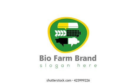 Vector Illustration of meat animals emblem and logo. Bio farm logo. Fresh meat logo. Local products logo. 