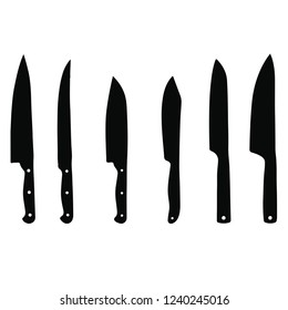 Vector illustration meat cutting knives set. Set of butcher meat knives for butcher shop and design butcher themes.
