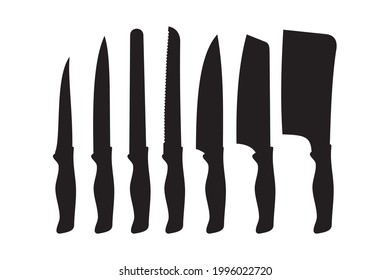 Fleischschneider-Set für Vektorgrafik-Illustrationen. Metzgermesser-Silhouette. Messergrafik-Vektorgrafik im Flachstil