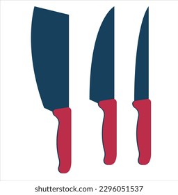 Vector illustration meat cutting knives set