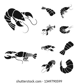 Vector illustration of meat and delicacy icon. Collection of meat and crab stock symbol for web.