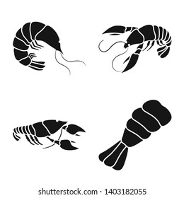 Vector illustration of meat and delicacy symbol. Set of meat and crab stock symbol for web.