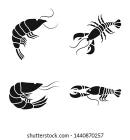 Vector illustration of meat and delicacy symbol. Collection of meat and crab stock vector illustration.