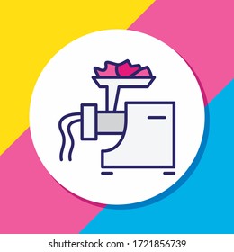 Vector illustration of meat grinder icon colored line. Beautiful kitchenware element also can be used as mincer icon element.