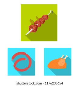 Vector illustration of meat and ham icon. Collection of meat and cooking stock symbol for web.