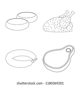 Vector illustration of meat and ham icon. Set of meat and cooking vector icon for stock.