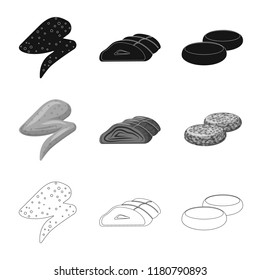 Vector illustration of meat and ham icon. Set of meat and cooking stock vector illustration.