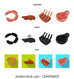 Vector illustration of meat and ham icon. Set of meat and cooking stock vector illustration.