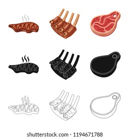 Vector illustration of meat and ham icon. Collection of meat and cooking vector icon for stock.