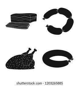 Vector illustration of meat and ham icon. Collection of meat and cooking stock symbol for web.