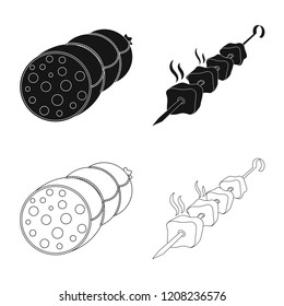Vector illustration of meat and ham icon. Collection of meat and cooking stock vector illustration.