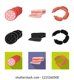 Vector illustration of meat and ham icon. Collection of meat and cooking vector icon for stock.
