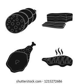 Vector illustration of meat and ham icon. Collection of meat and cooking stock vector illustration.