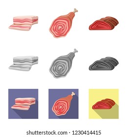 Vector illustration of meat and ham icon. Collection of meat and cooking vector icon for stock.