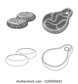 Vector illustration of meat and ham icon. Collection of meat and cooking vector icon for stock.