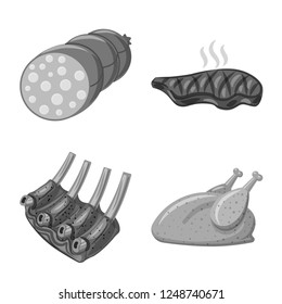 Vector illustration of meat and ham icon. Collection of meat and cooking vector icon for stock.