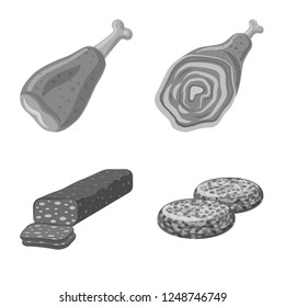 Vector illustration of meat and ham icon. Collection of meat and cooking vector icon for stock.
