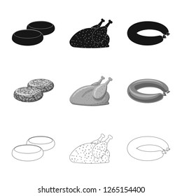 Vector illustration of meat and ham icon. Collection of meat and cooking vector icon for stock.