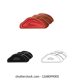 Vector illustration of meat and ham icon. Collection of meat and cooking stock symbol for web.