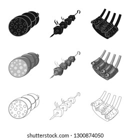 Vector illustration of meat and ham icon. Set of meat and cooking vector icon for stock.