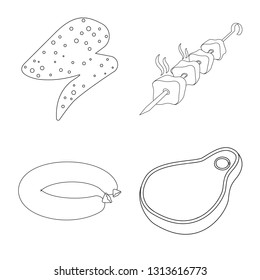 Vector illustration of meat and ham icon. Set of meat and cooking stock symbol for web.