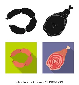 Vector illustration of meat and ham icon. Collection of meat and cooking vector icon for stock.