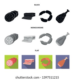 Vector illustration  meat and ham icon. Collection  meat and cooking stock symbol for web.