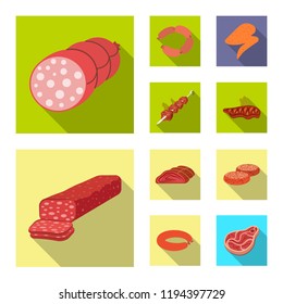 Vector illustration of meat and ham logo. Set of meat and cooking vector icon for stock.