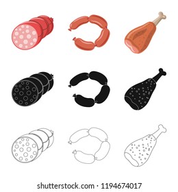 Vector illustration of meat and ham logo. Collection of meat and cooking stock vector illustration.