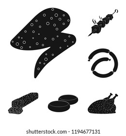 Vector illustration of meat and ham logo. Collection of meat and cooking vector icon for stock.