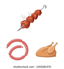 Vector illustration of meat and ham logo. Collection of meat and cooking stock vector illustration.