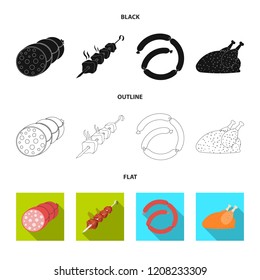 Vector illustration of meat and ham logo. Set of meat and cooking vector icon for stock.