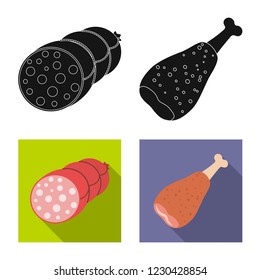 Vector illustration of meat and ham logo. Collection of meat and cooking stock vector illustration.