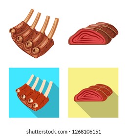 Vector illustration of meat and ham logo. Set of meat and cooking stock vector illustration.